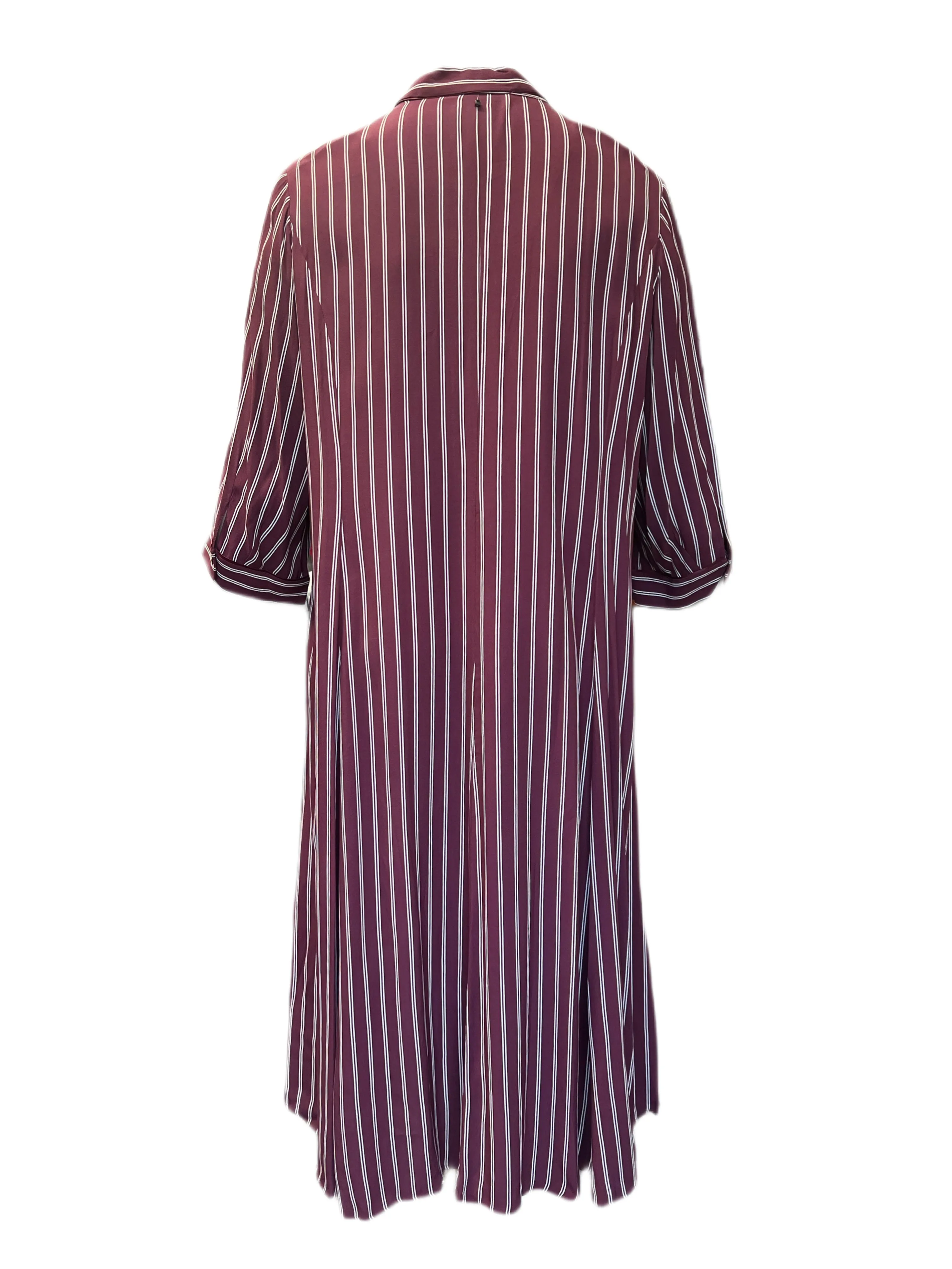 Marina Rinaldi Women's Bordeaux Dattilo Striped Button Down Dress