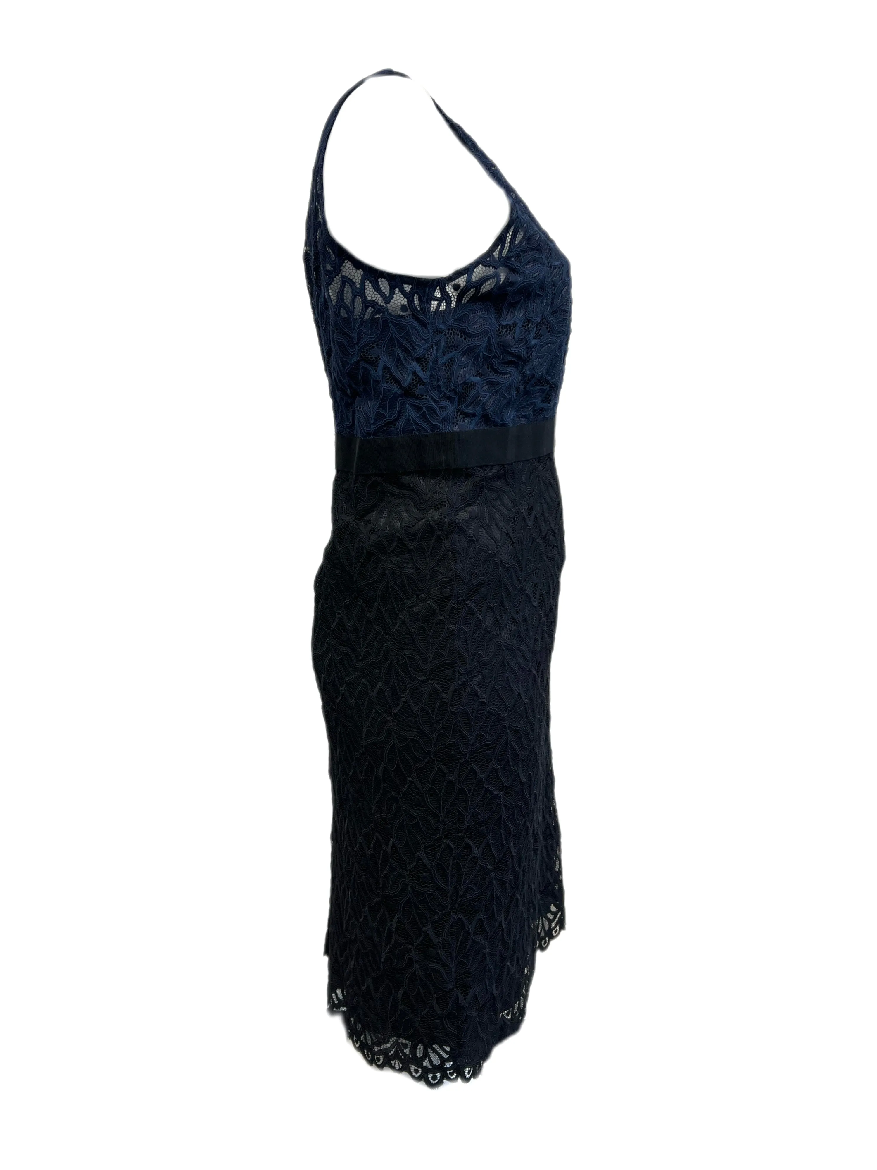 Marina Rinaldi Women's Navy Diva Sleeveless Lace Dress NWT