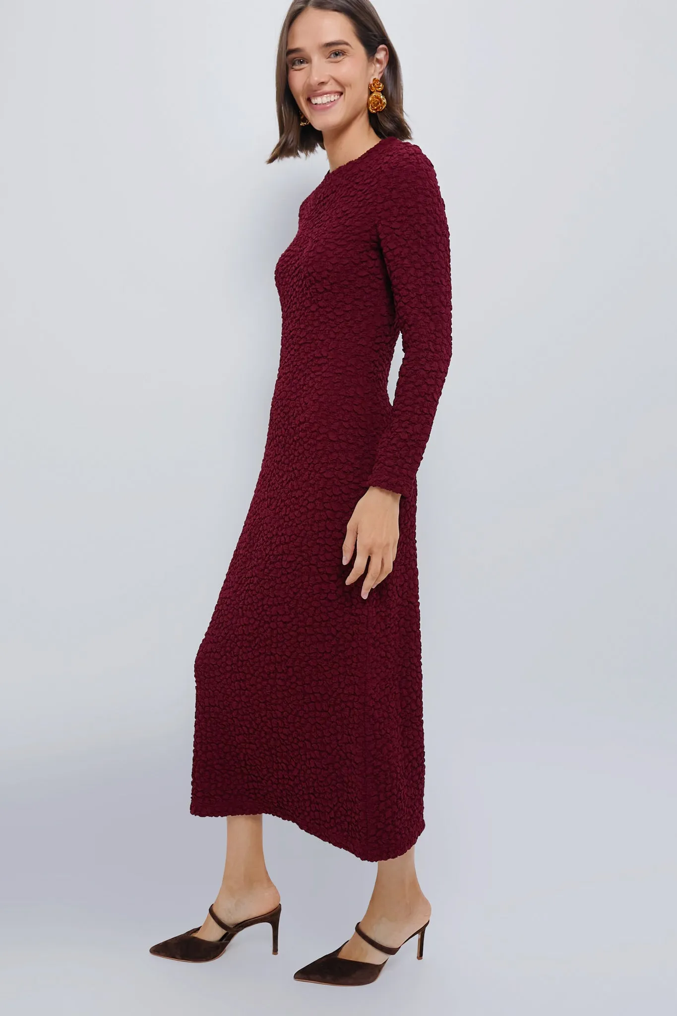 Maroon Textured Madison Maxi Dress