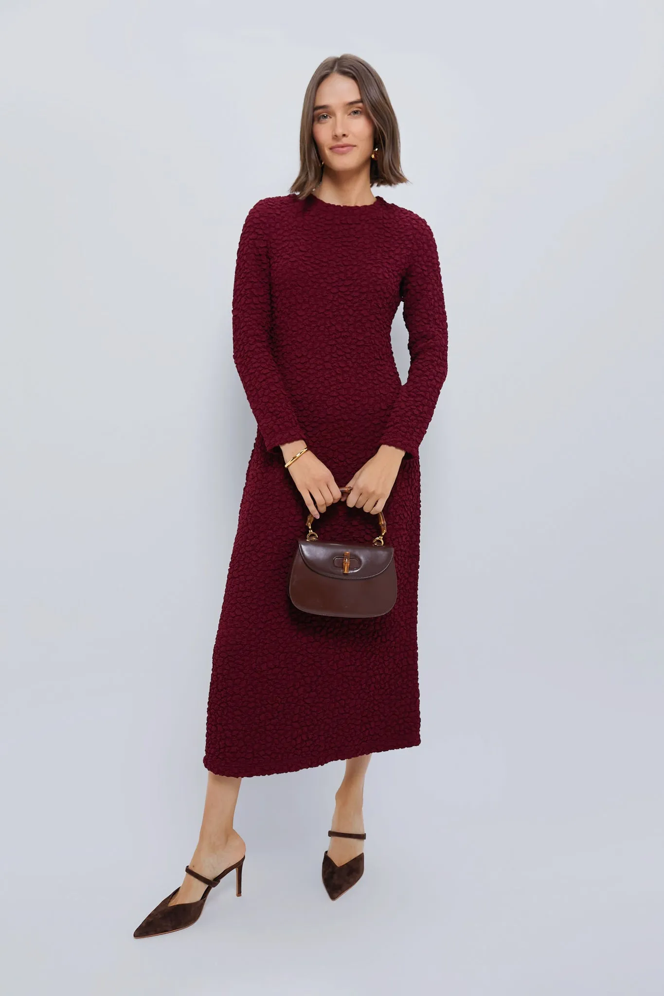Maroon Textured Madison Maxi Dress