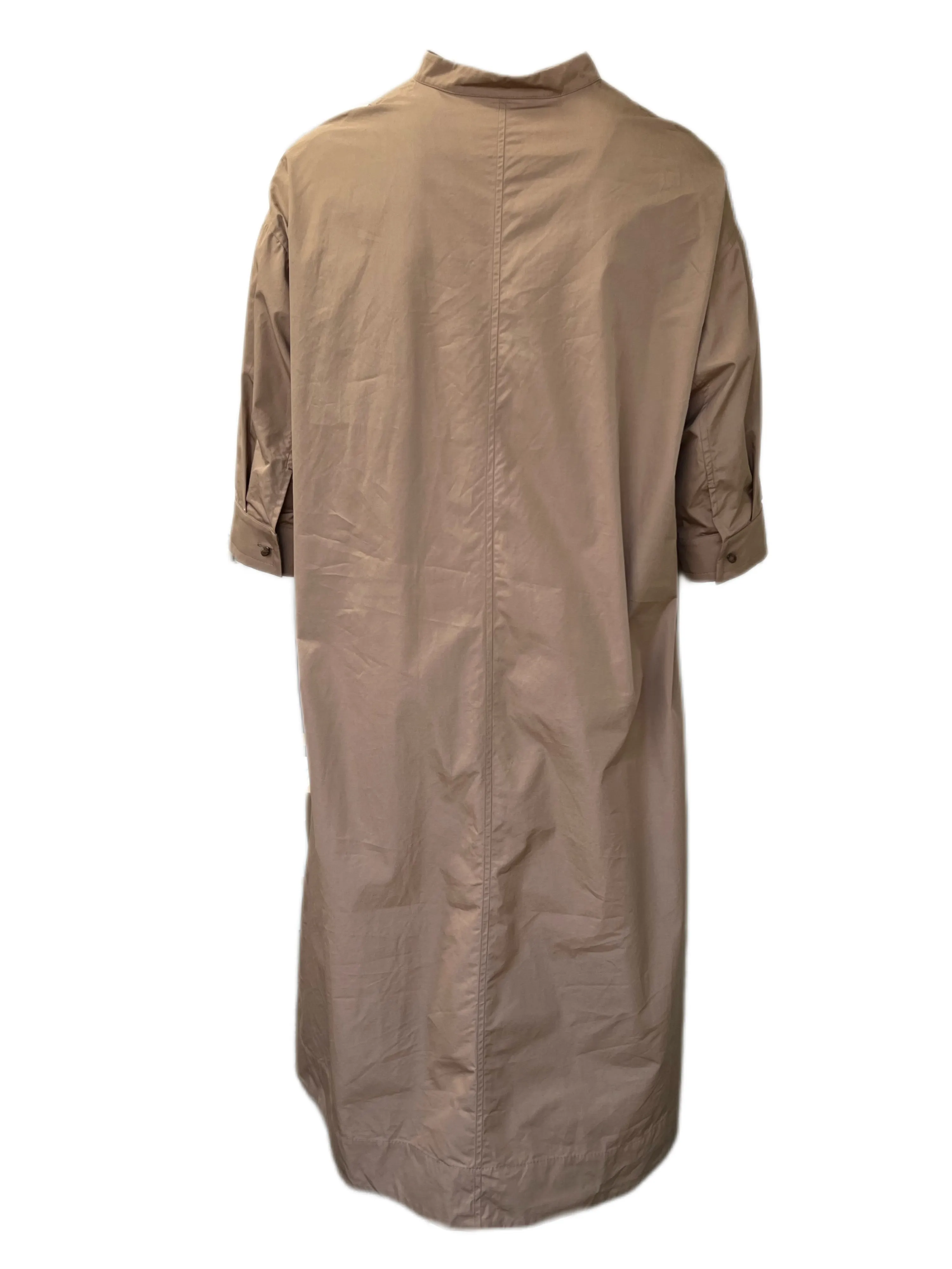Max Mara Women's Brown Giano Short Sleeve Cotton Maxi Dress Size 14 NWT