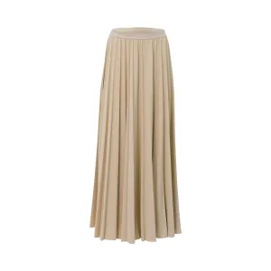 Max Mara Women's Long Beige Pleated Maxi Skirt