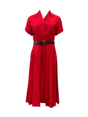Max Mara Women's Red Slam Button Closure A Line Dress NWT