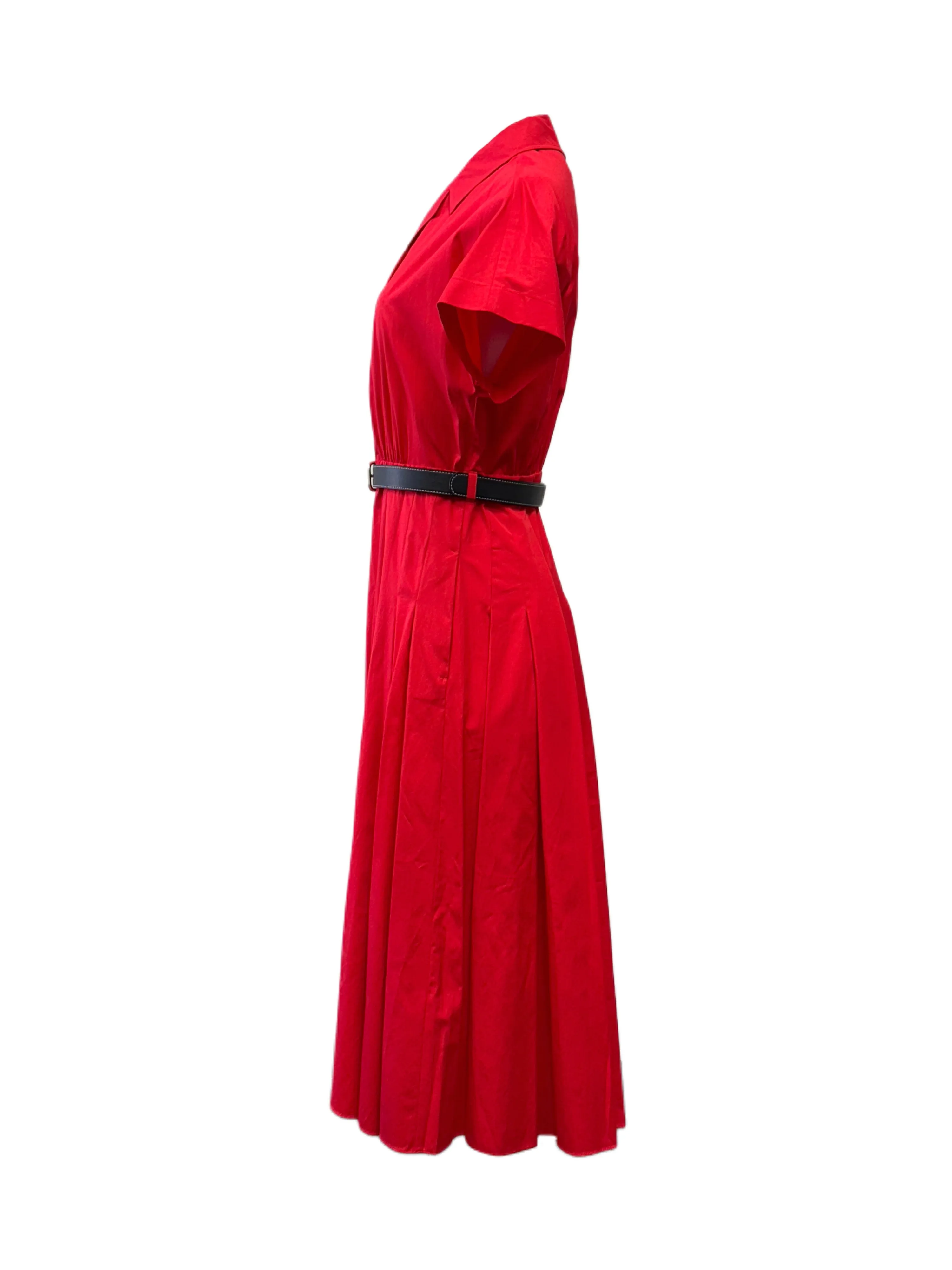 Max Mara Women's Red Slam Button Closure A Line Dress NWT