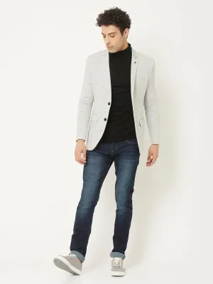 Melange Grey Blazer in Textured Print