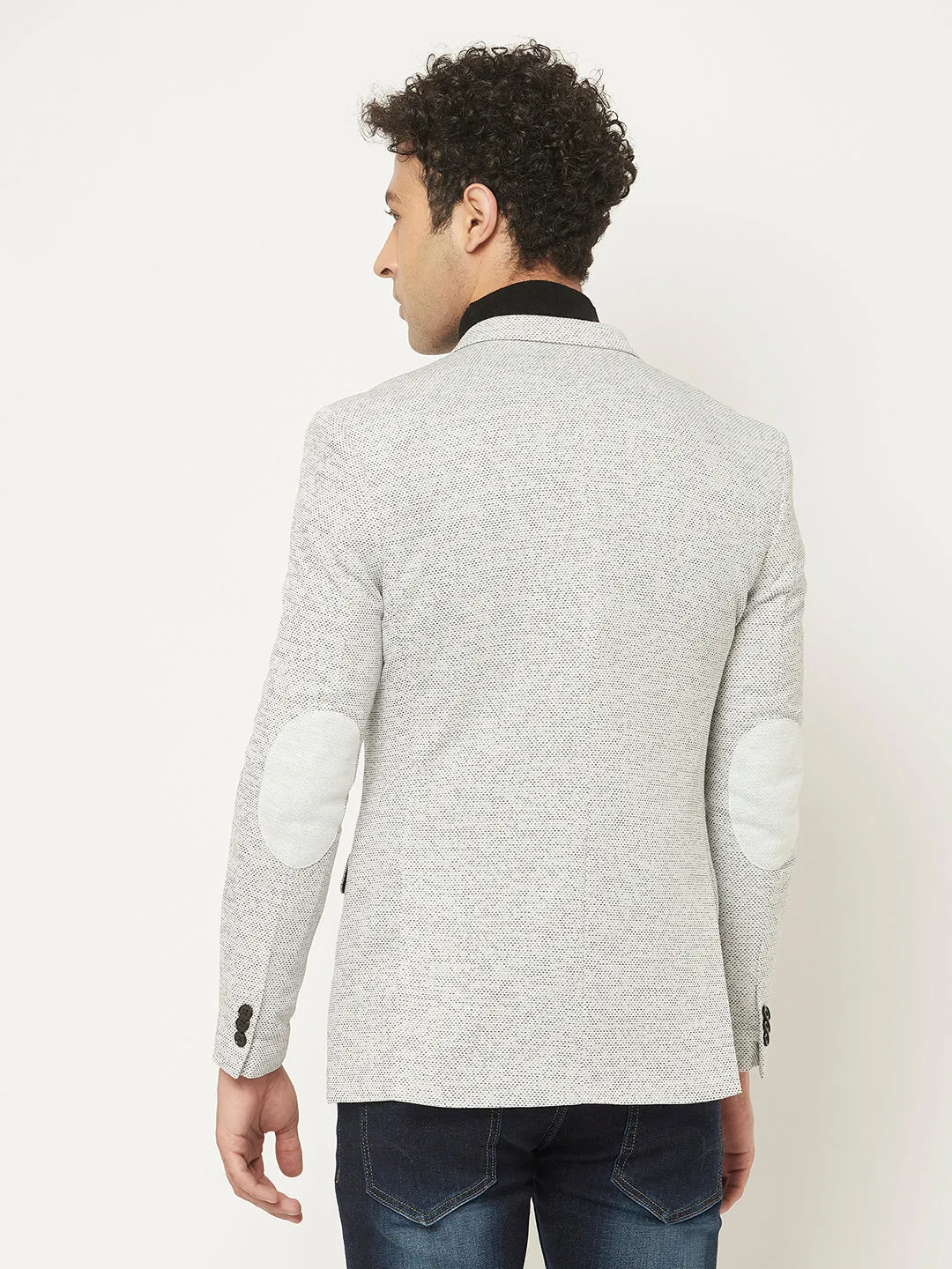 Melange Grey Blazer in Textured Print