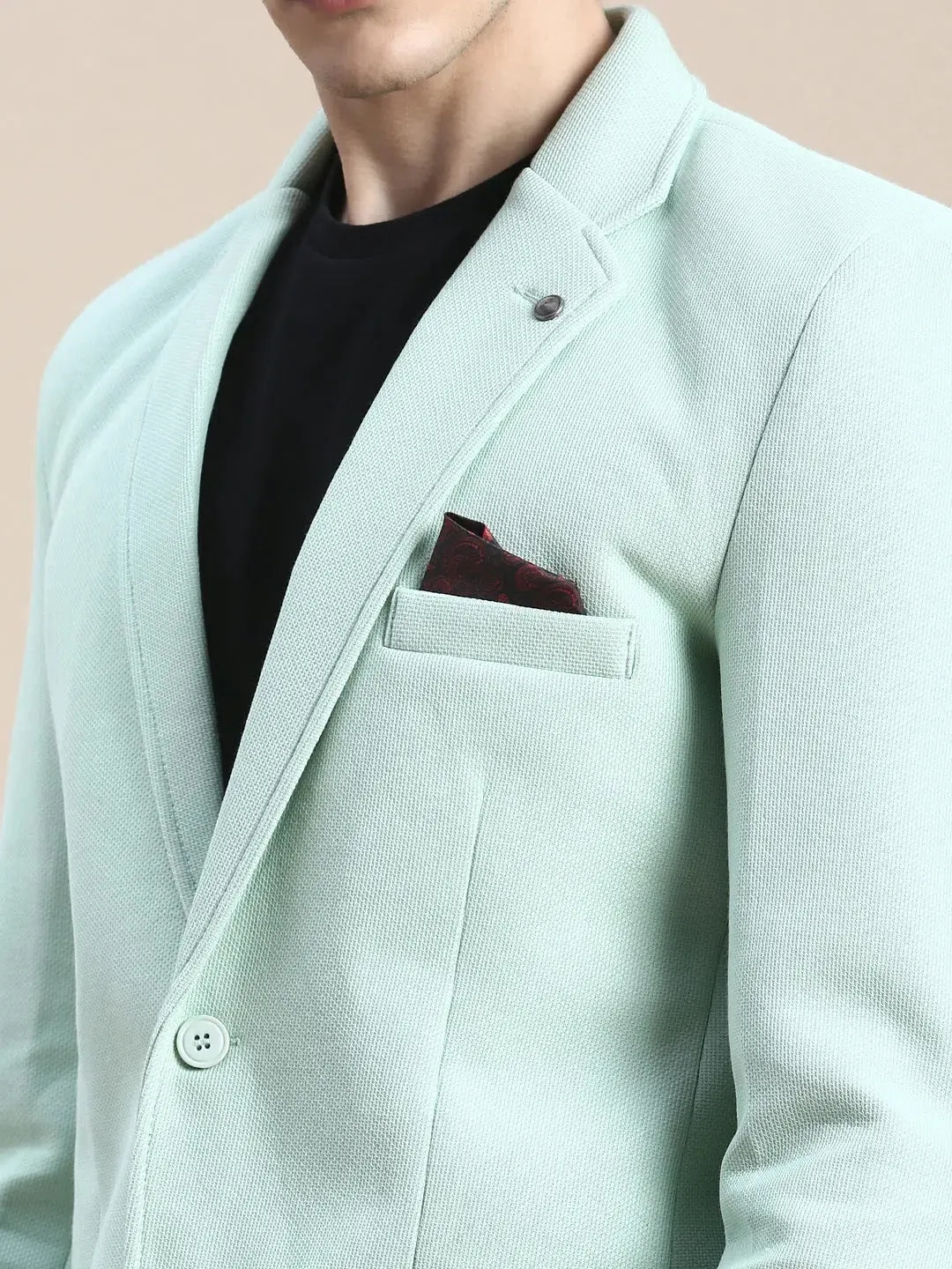 Men Green Solid Casual Blazers-AR-37-Green