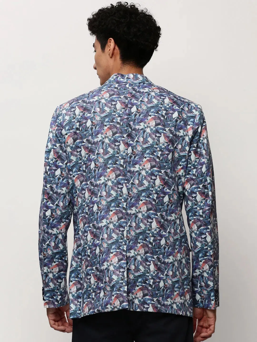 Men White Printed Casual Blazers-SOBLZ-082-19-White