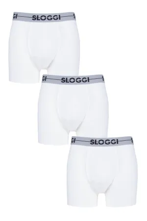 Mens 3 Pack Sloggi Go Soft Waistband Comfort Cotton Longer Leg Boxer Shorts