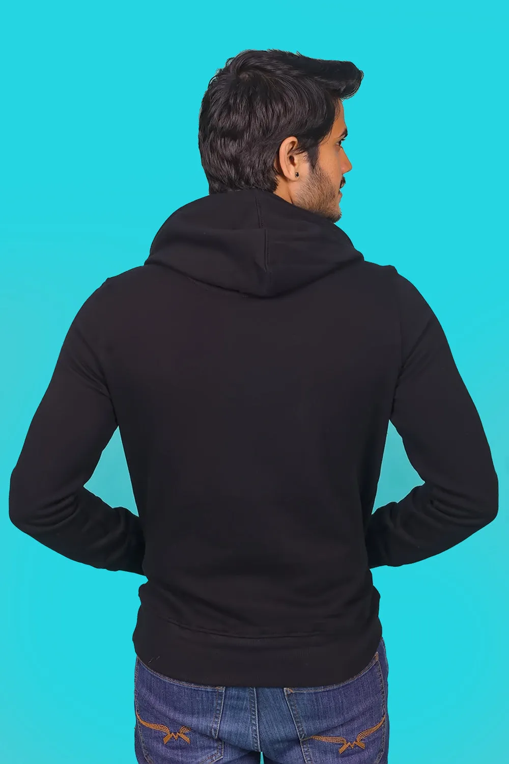 Men's Black Hooded Jacket with Logo