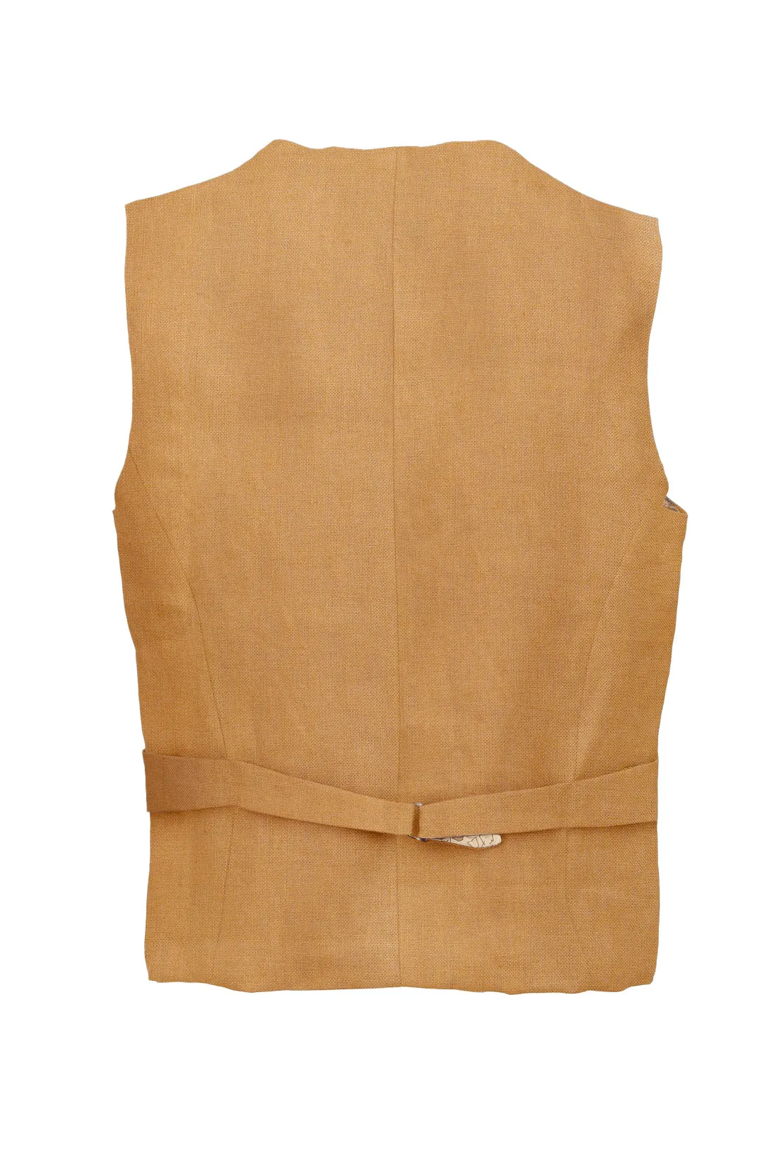 Mens Caramel Linen Waistcoat & Vest