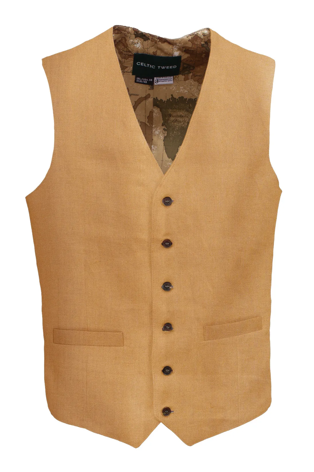 Mens Caramel Linen Waistcoat & Vest
