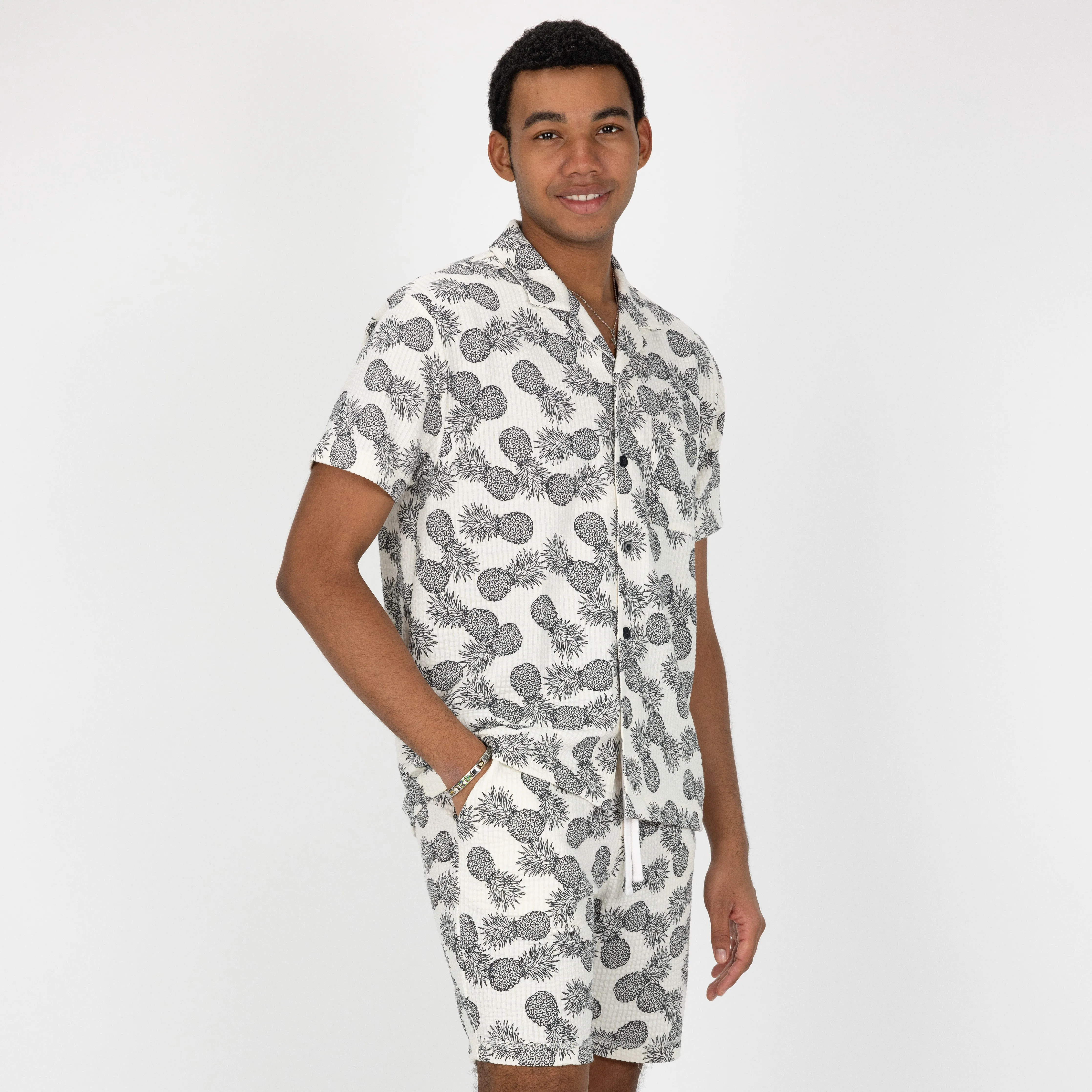 Mens Cool Knit Seersucker Shorts - Tofu / Pineapple