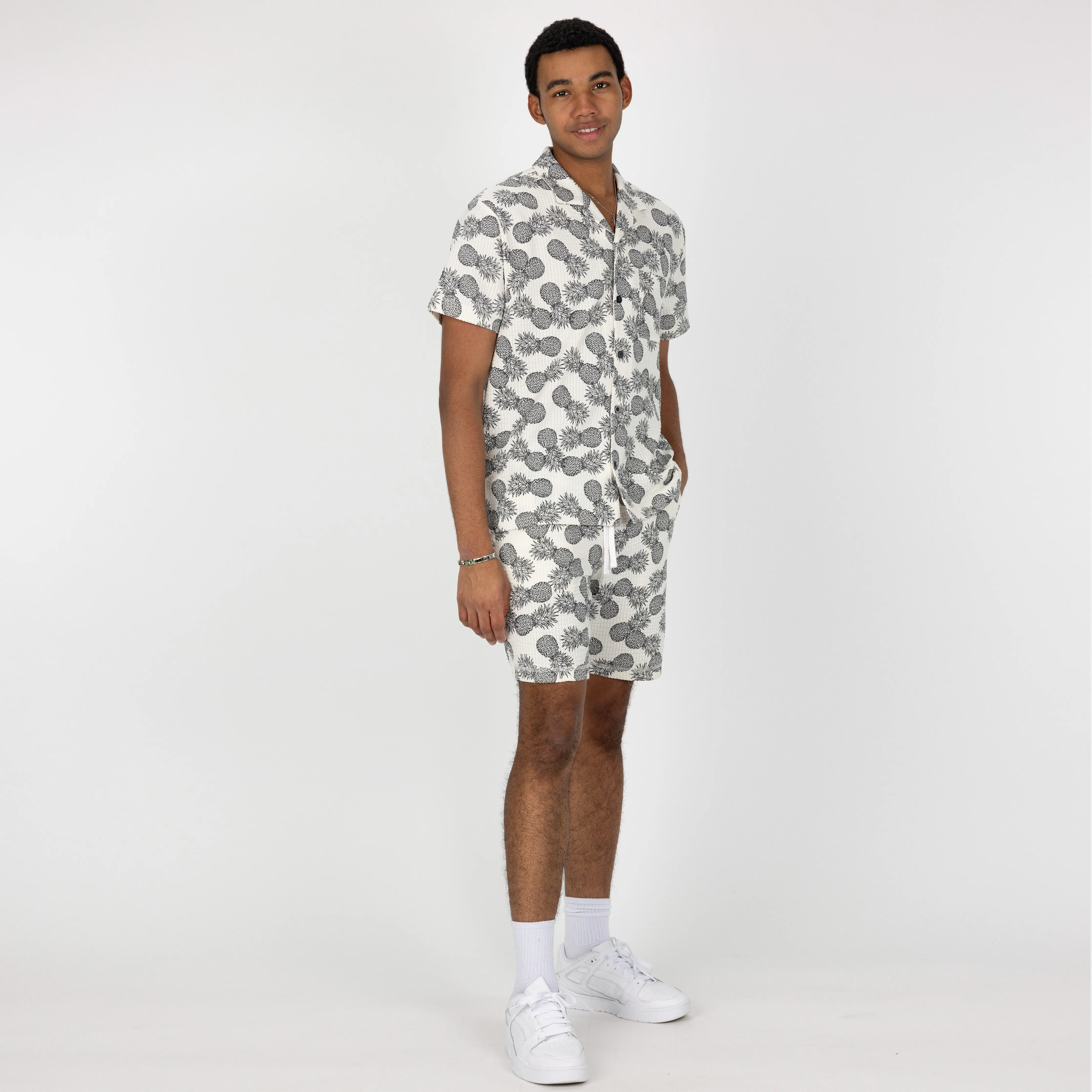Mens Cool Knit Seersucker Shorts - Tofu / Pineapple