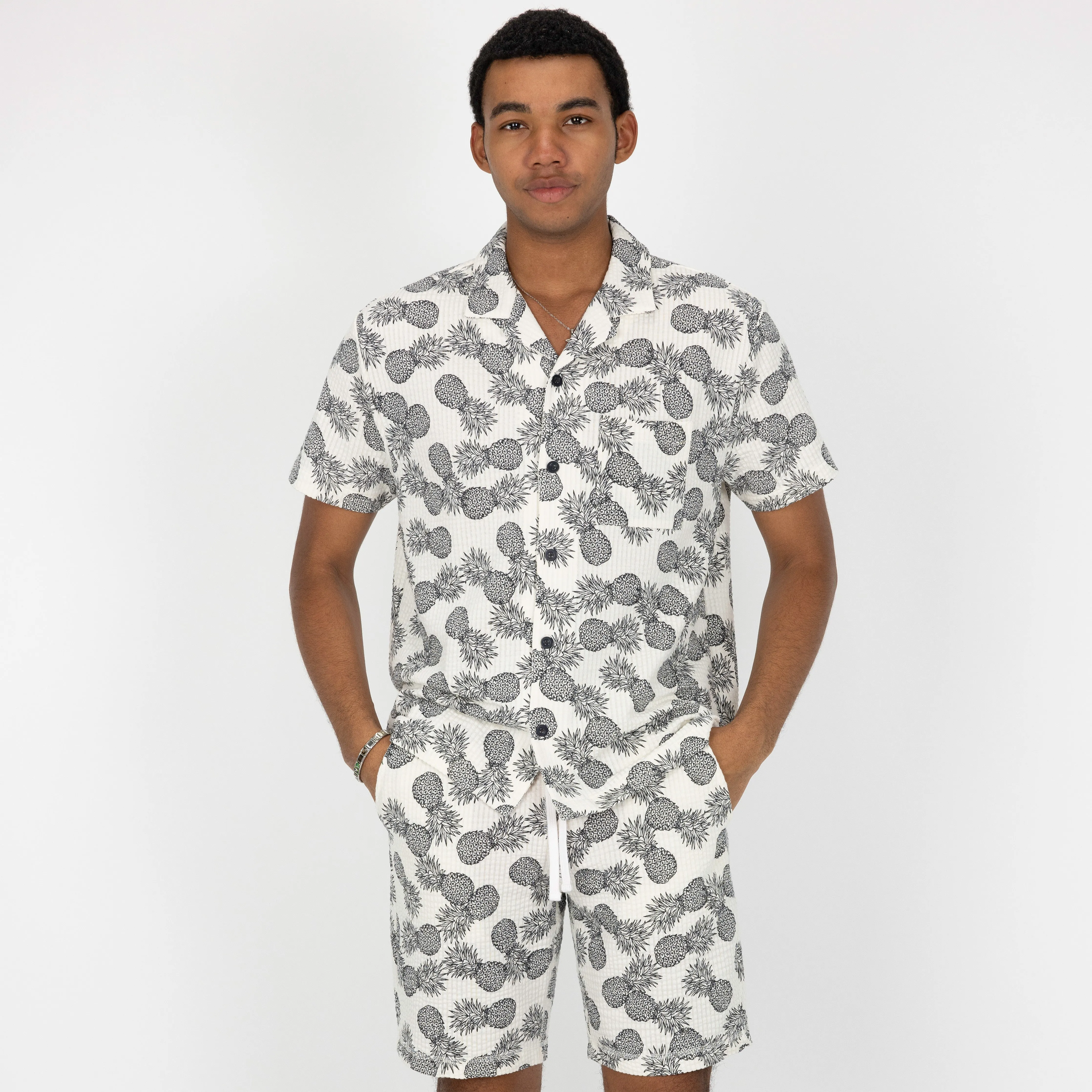 Mens Cool Knit Seersucker Shorts - Tofu / Pineapple