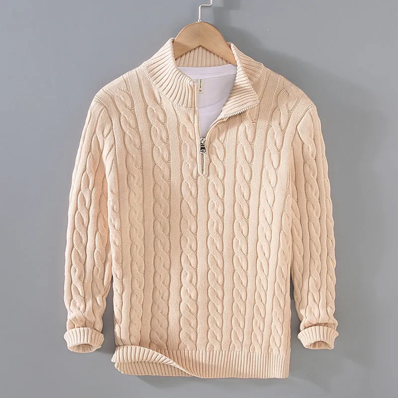 Men's cotton half-zip sweater