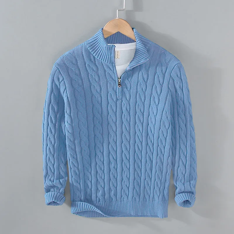 Men's cotton half-zip sweater