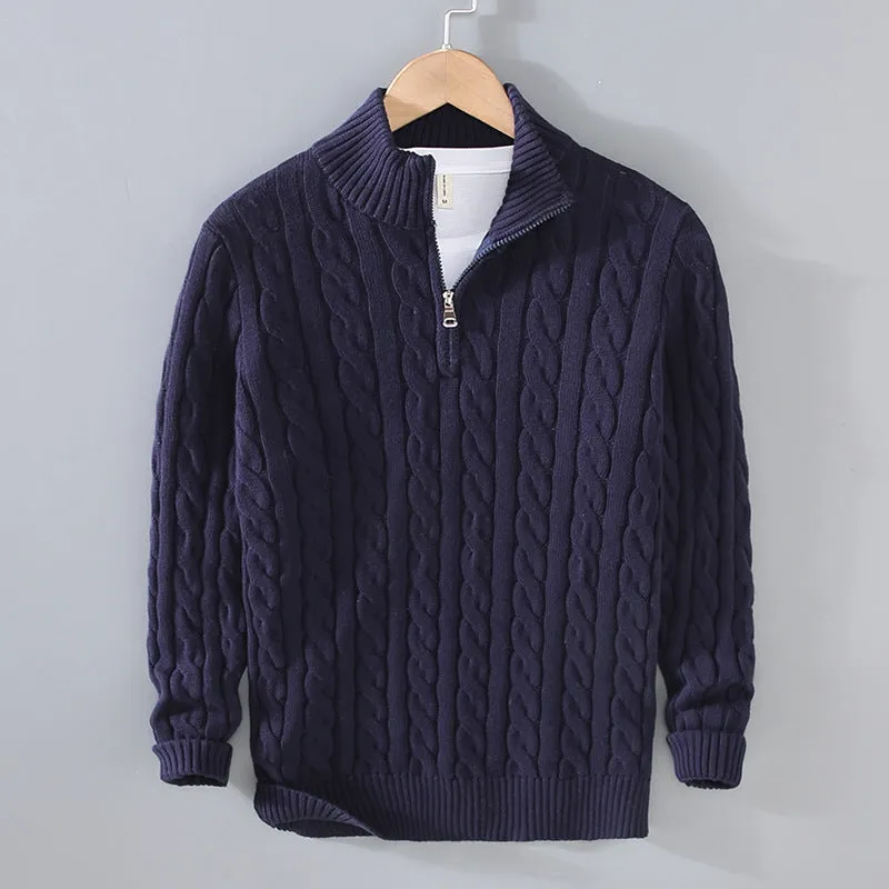 Men's cotton half-zip sweater