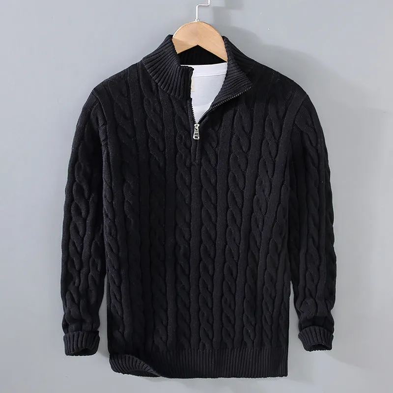 Men's cotton half-zip sweater