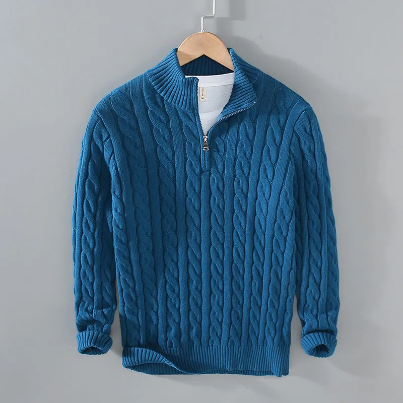 Men's cotton half-zip sweater