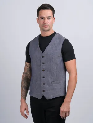 Mens Denim Linen Waistcoat & Vest