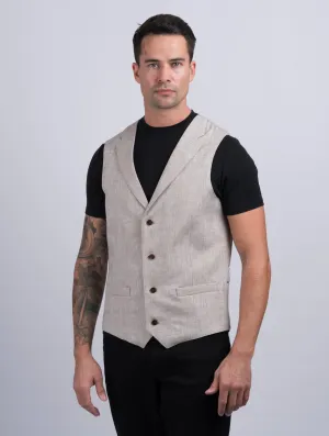 Mens Desert Linen Waistcoat & Vest With Revere