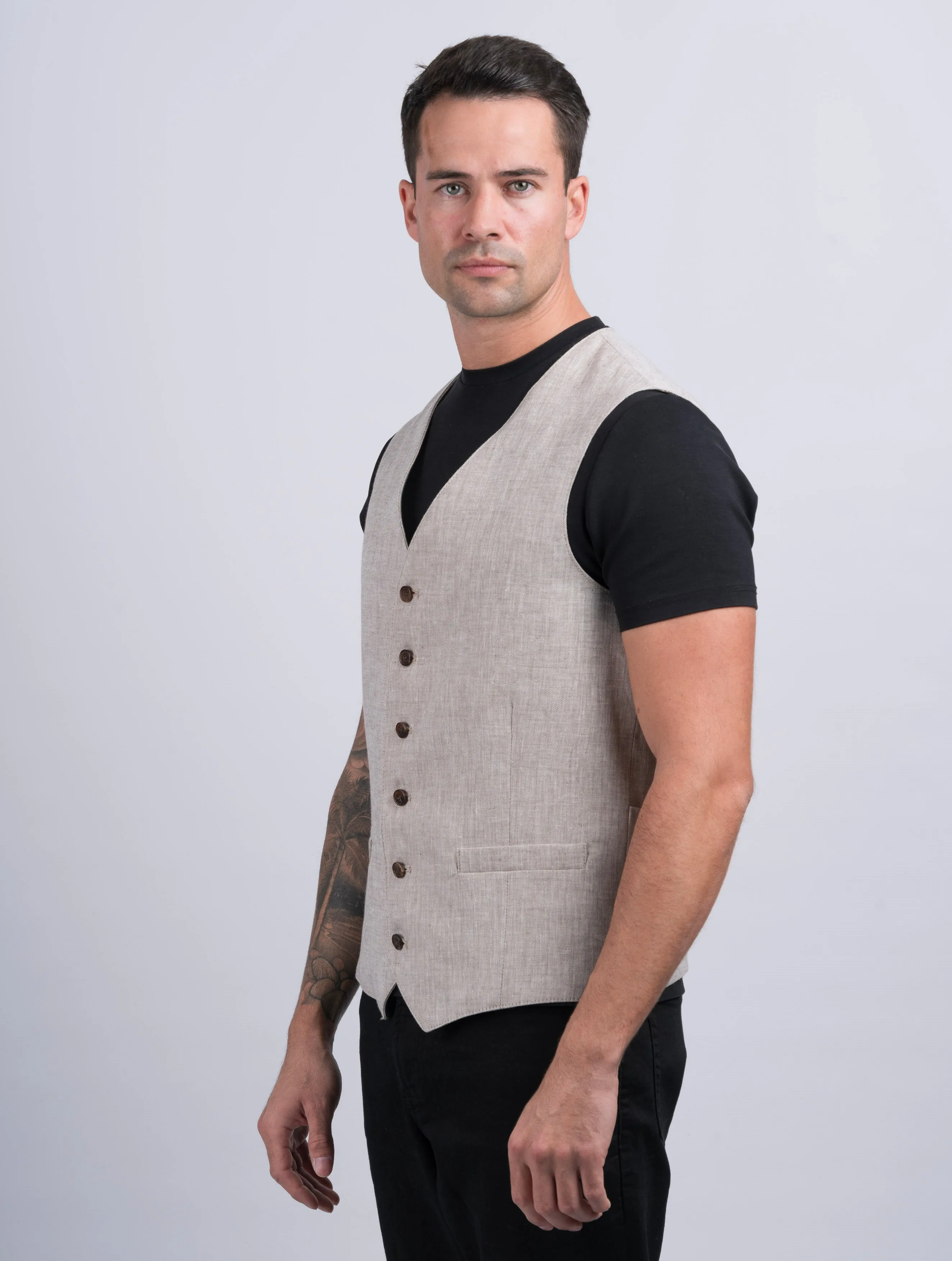Mens Desert Linen Waistcoat & Vest