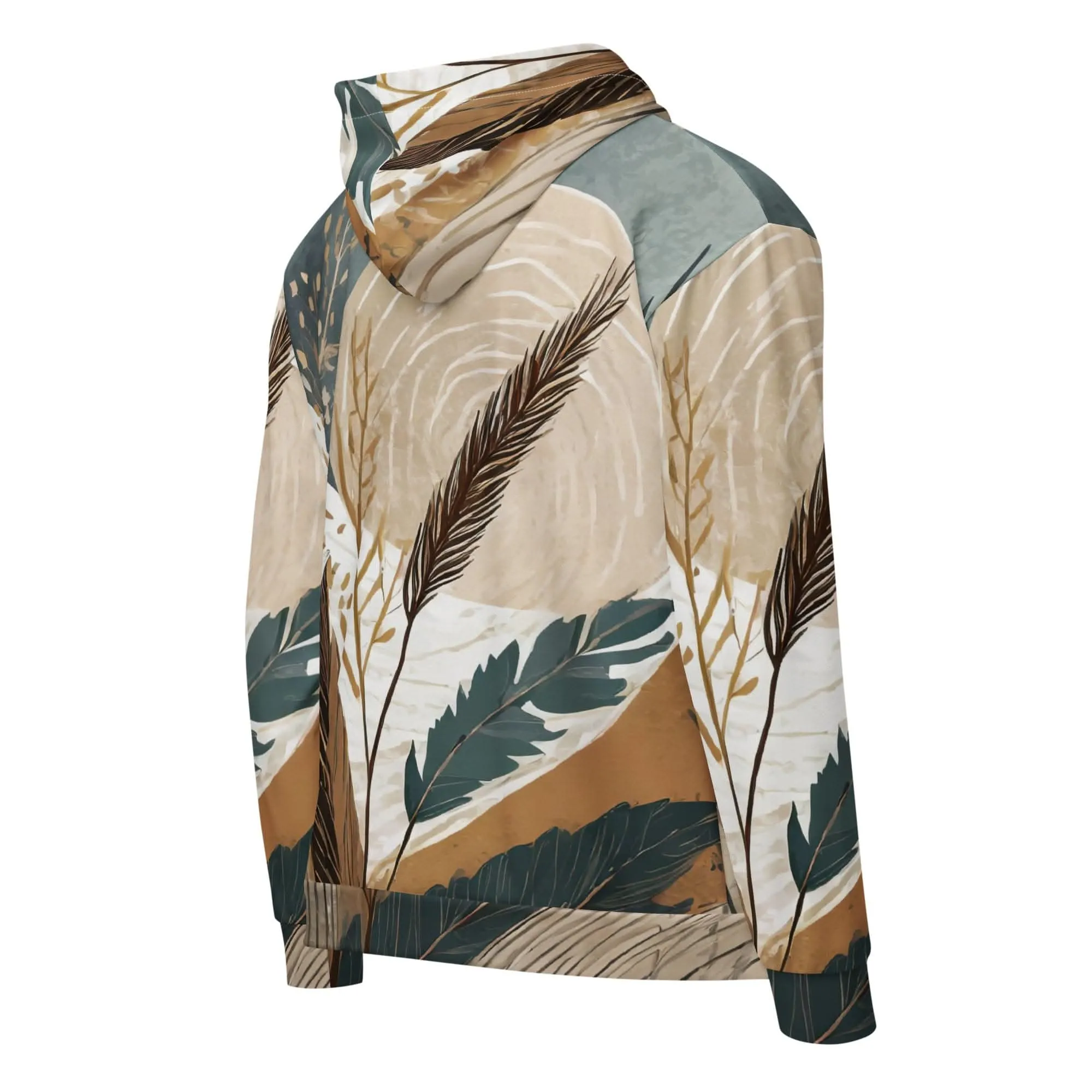 Mens Full Zip Graphic Hoodie, Boho Style Print