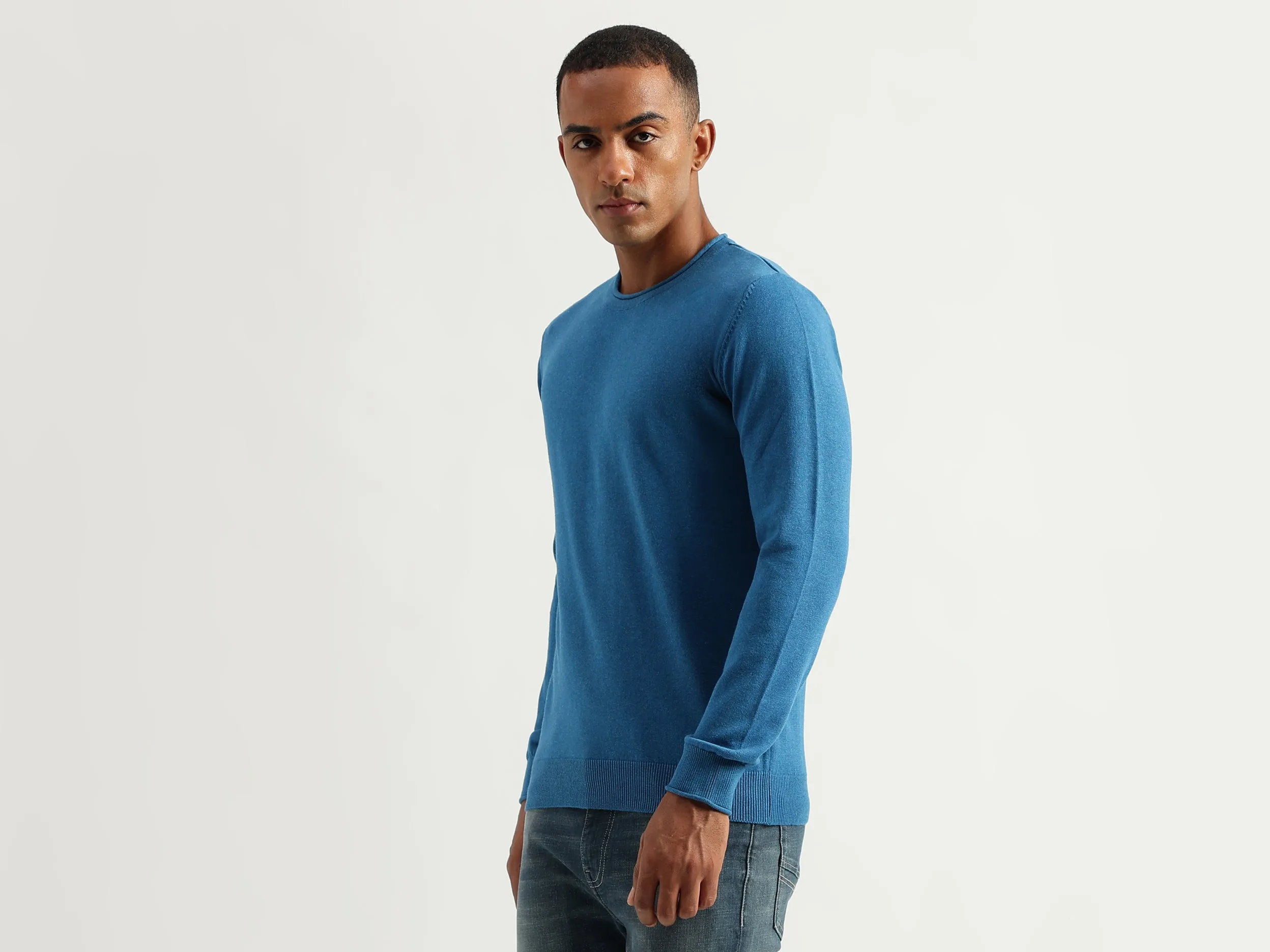 Men's Regular Fit Round Neck Solid Sweaters