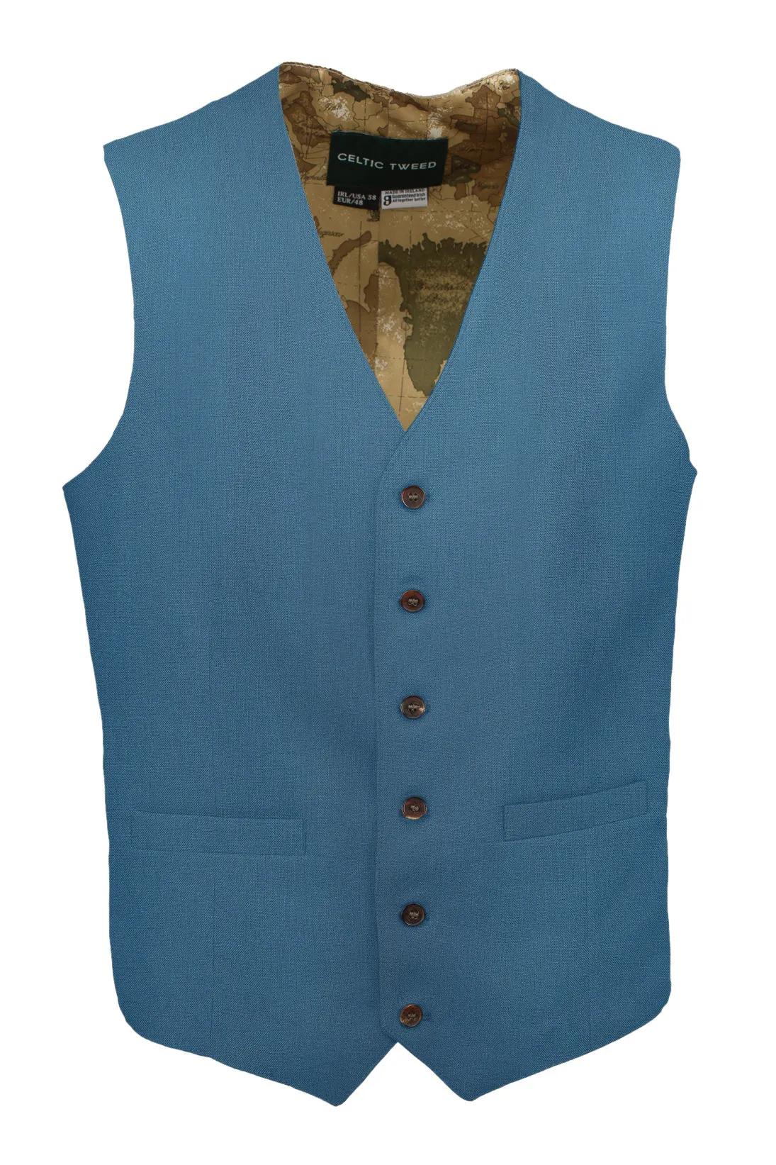 Mens Seafoam Linen Waistcoat & Vest