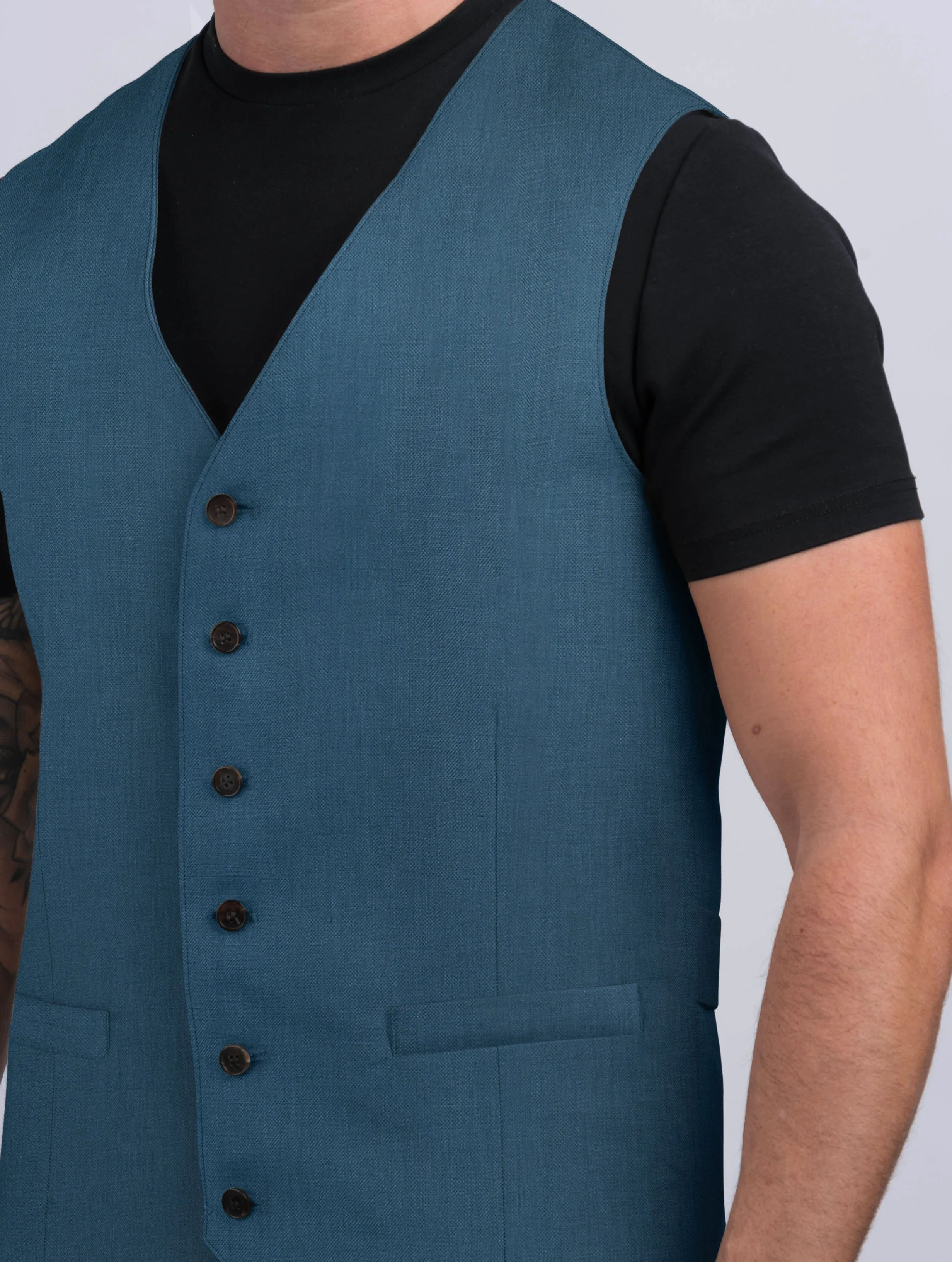 Mens Seafoam Linen Waistcoat & Vest
