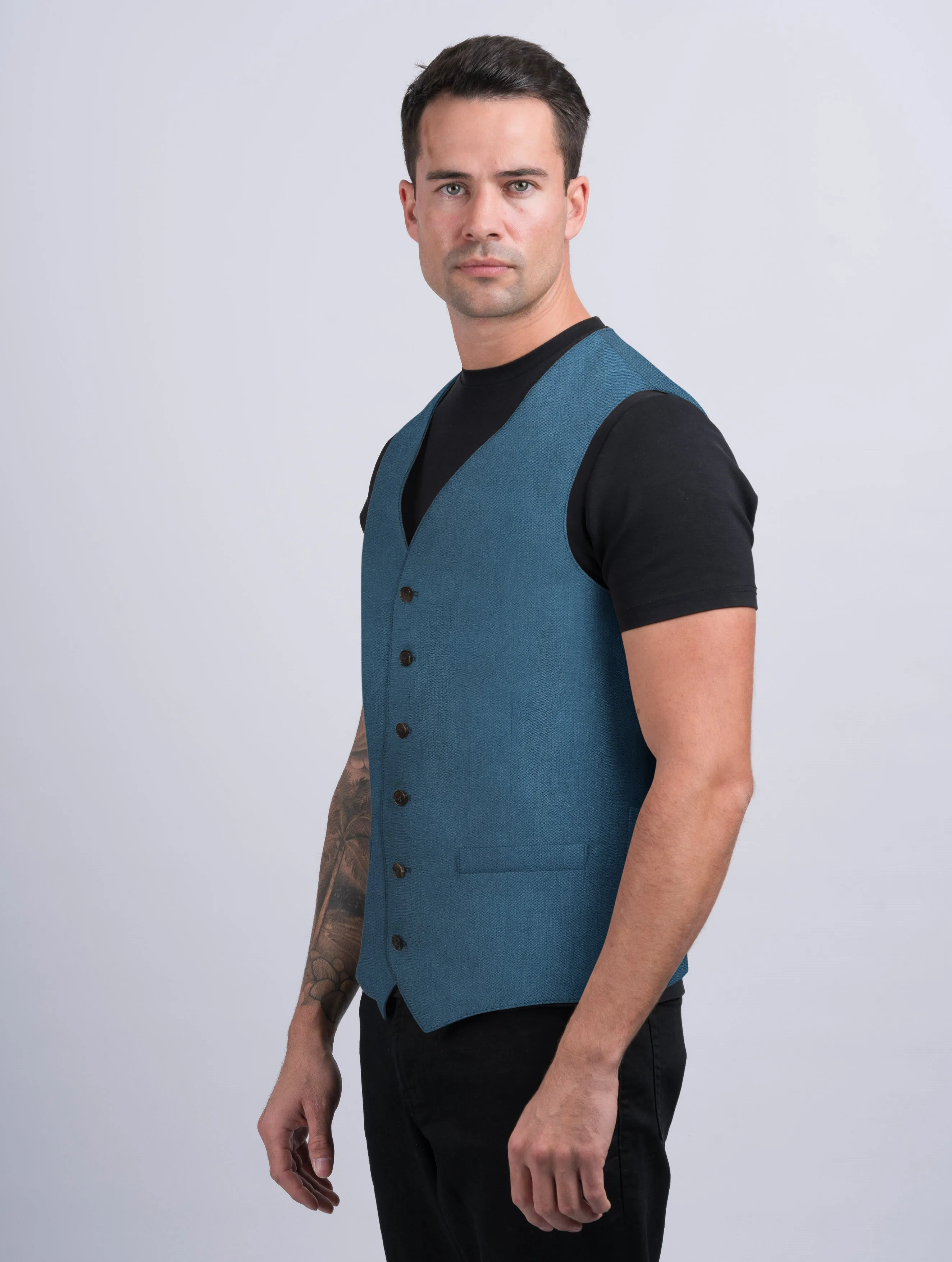 Mens Seafoam Linen Waistcoat & Vest