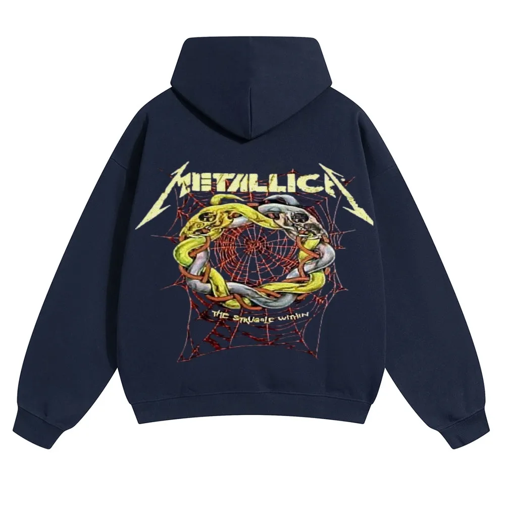 Mens Vintage Metallica Rock Band Hoodies