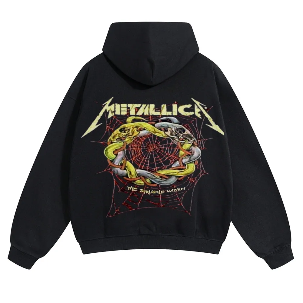 Mens Vintage Metallica Rock Band Hoodies