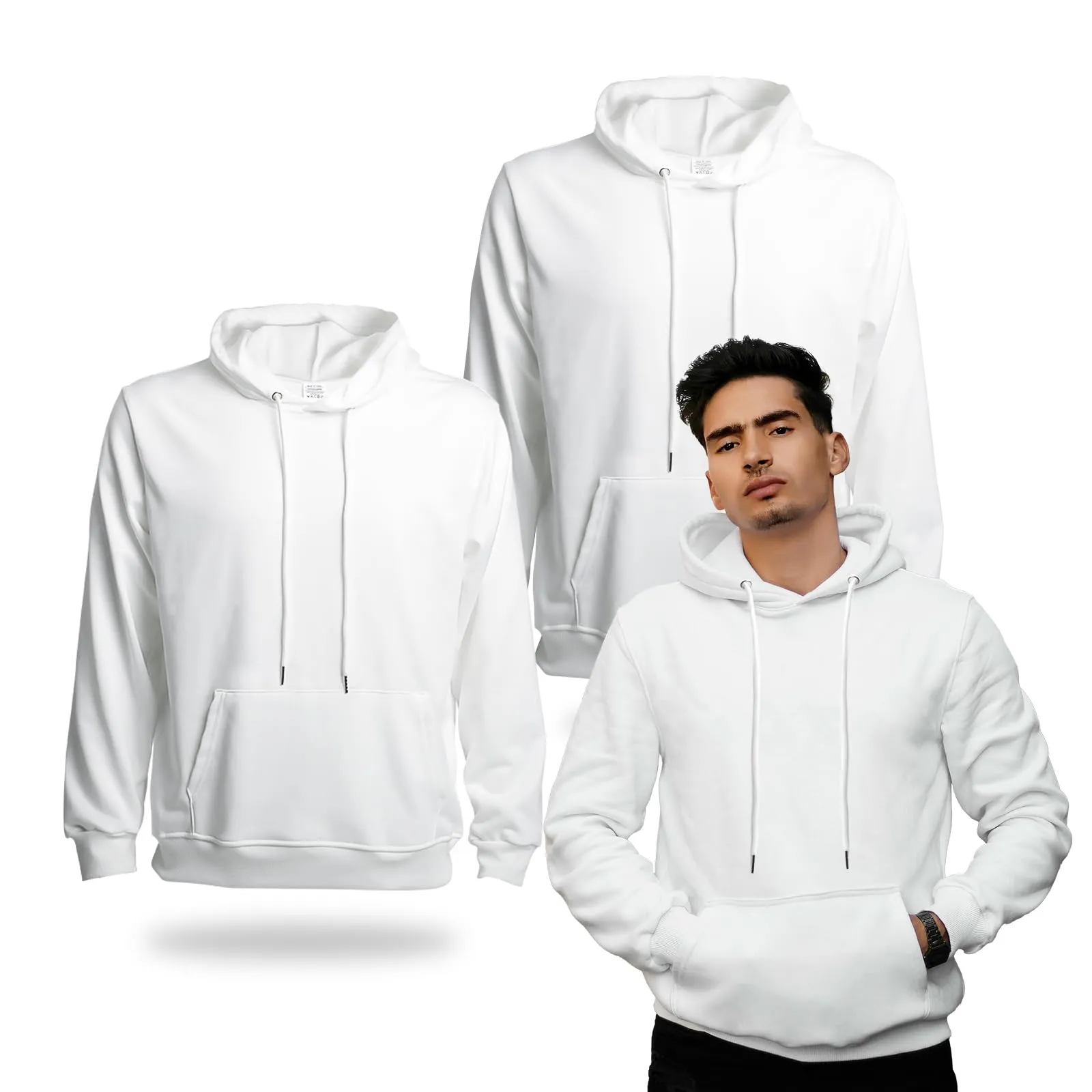 METFUIN 2 Pack Polyester Adult Hoodies for Sublimation White Blank Hooded Sweatshirt (XX-Large, White)
