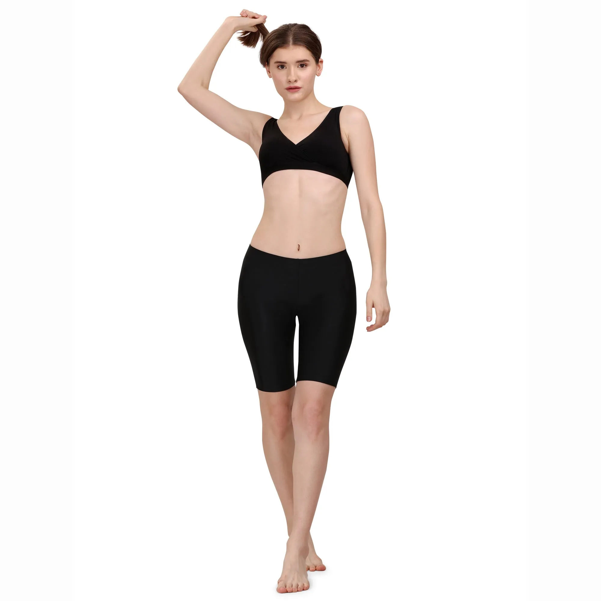 Mid Rise Soft Polyamide Spandex Knee Length Swim Shorts