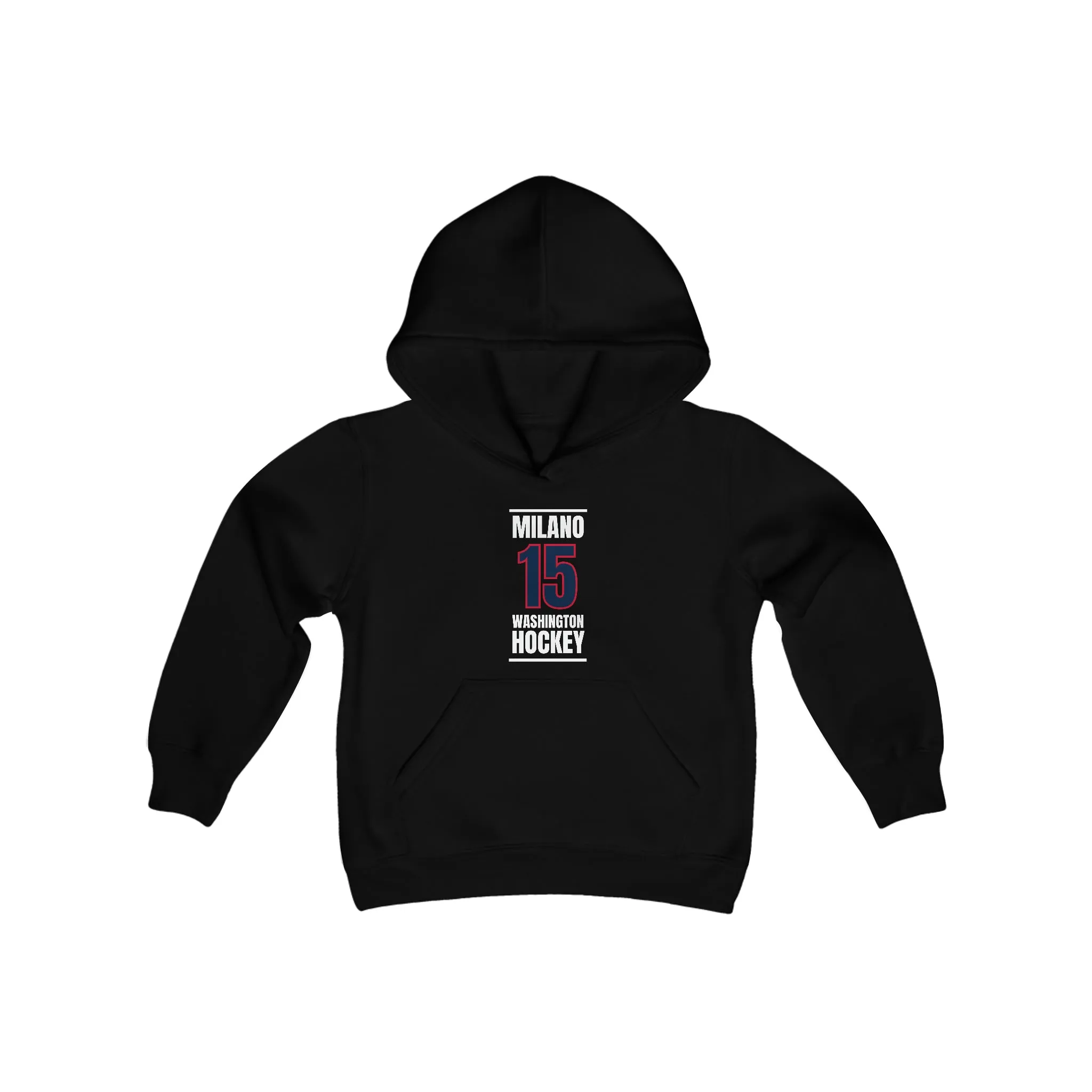 Milano 15 Washington Hockey Navy Vertical Design Youth Hooded Sweatshirt