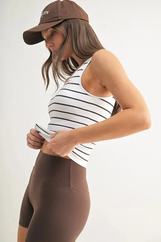 MONO B Striped Seamless Ribbed Tank