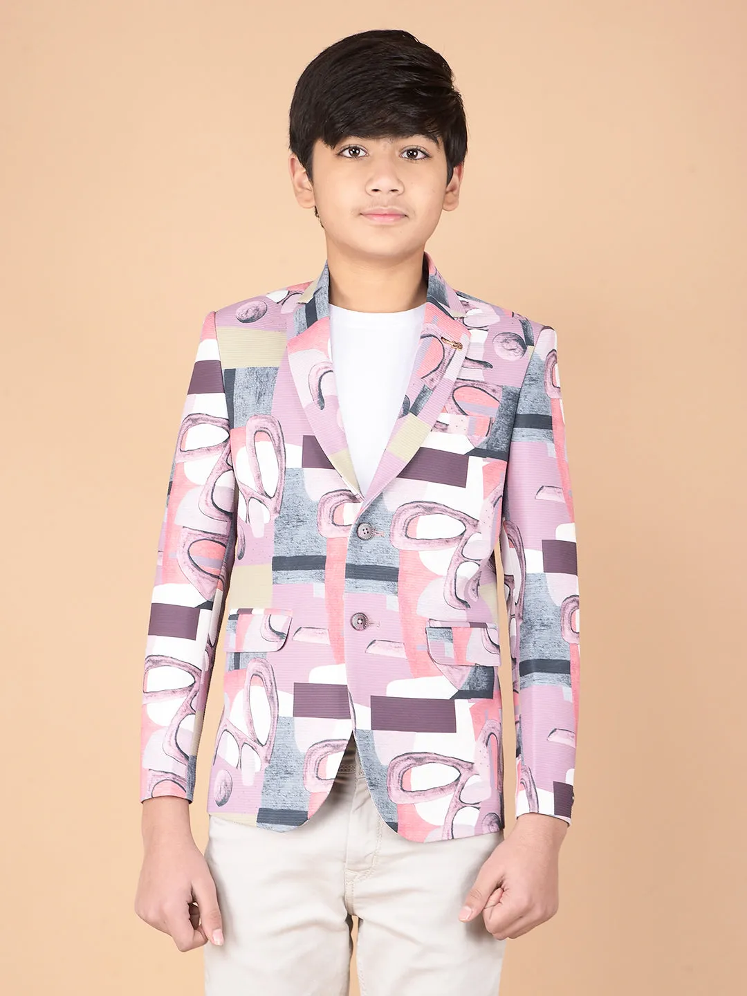 Multi-Color Printed Single Breasted Blazer