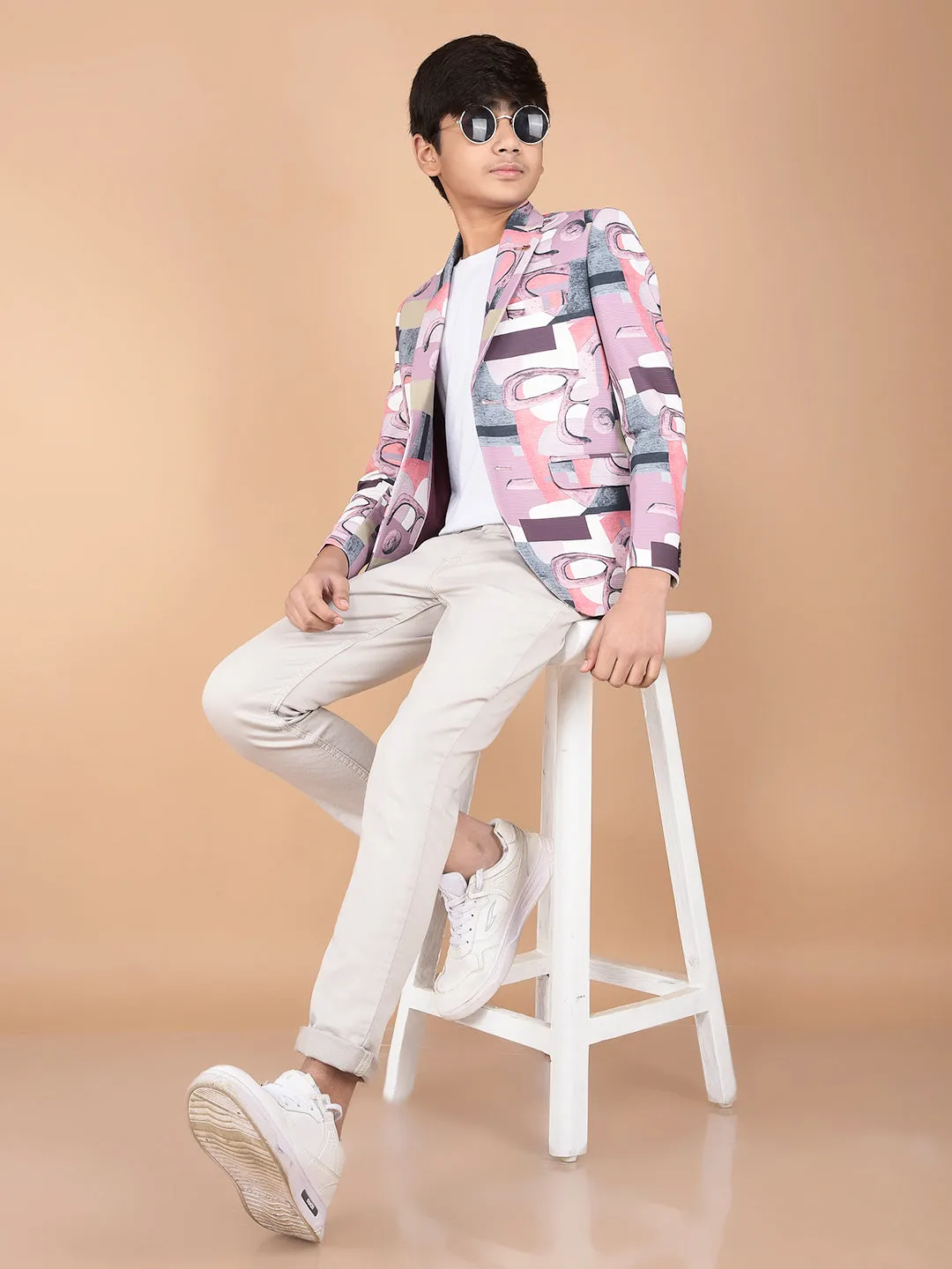 Multi-Color Printed Single Breasted Blazer