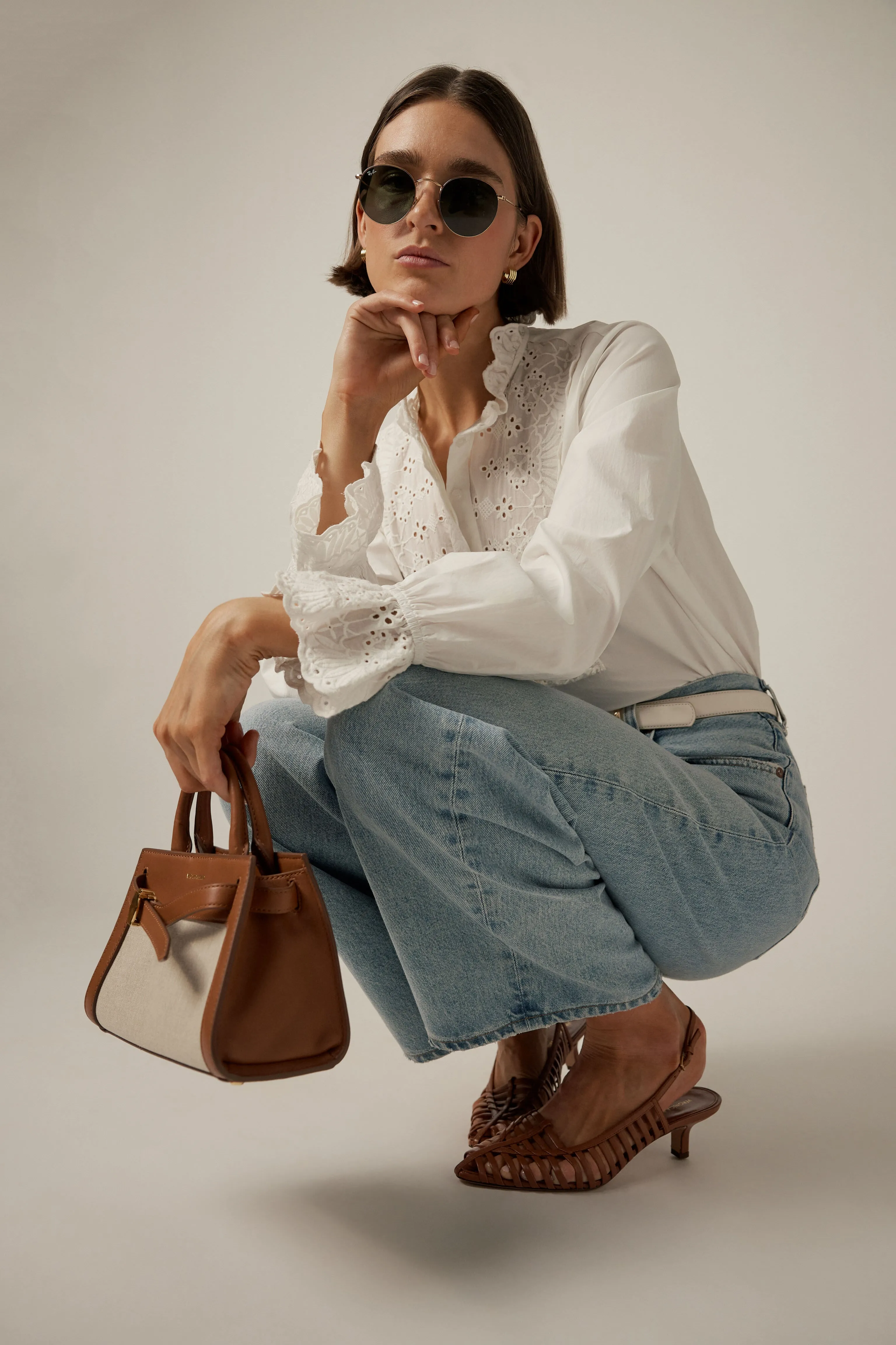 Natural Linen and Hazelwood Mini Veronica Beard Dash Bag