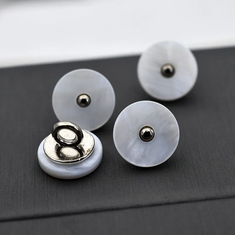 Natural Shell Round Buttons with Metal Shank for Sweaters Bags 90 Pack