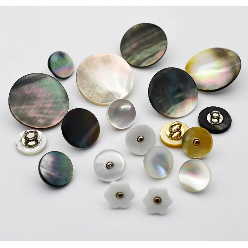 Natural Shell Round Buttons with Metal Shank for Sweaters Bags 90 Pack