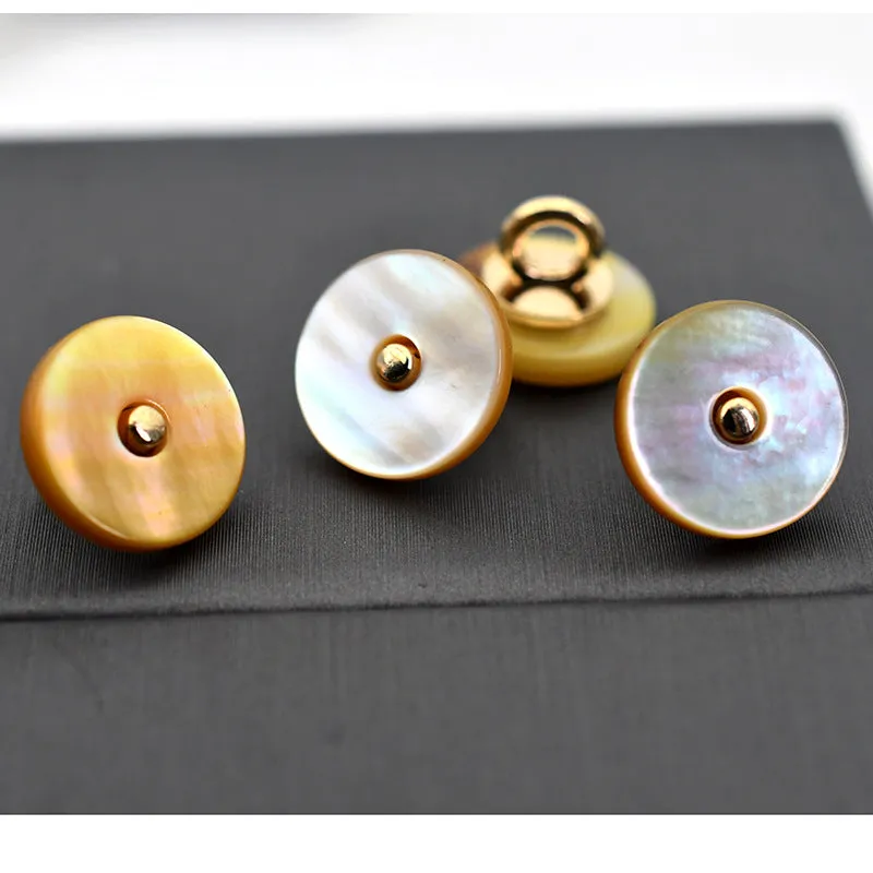 Natural Shell Round Buttons with Metal Shank for Sweaters Bags 90 Pack