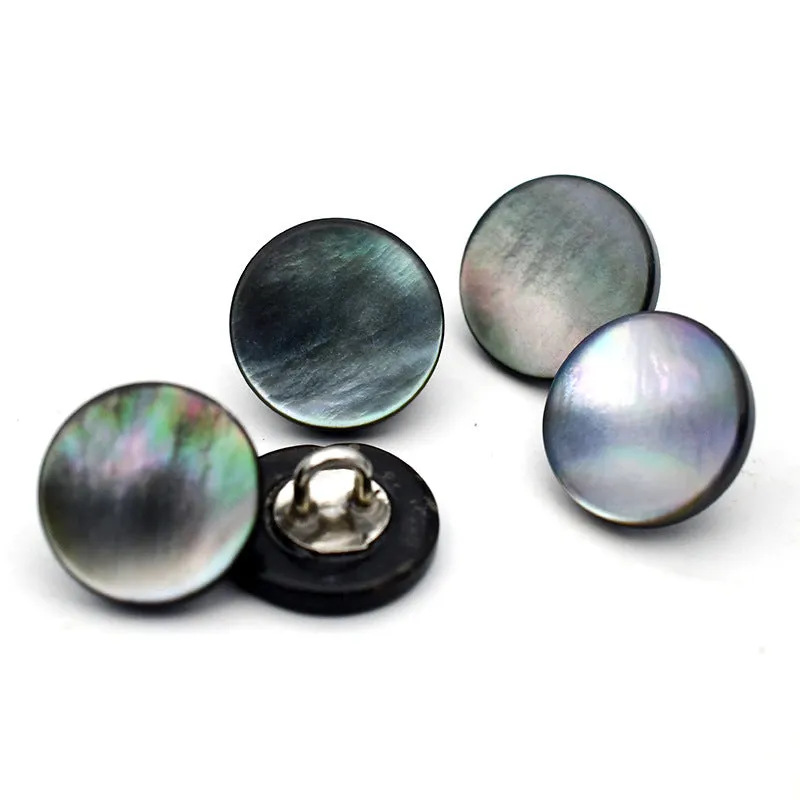 Natural Shell Round Buttons with Metal Shank for Sweaters Bags 90 Pack