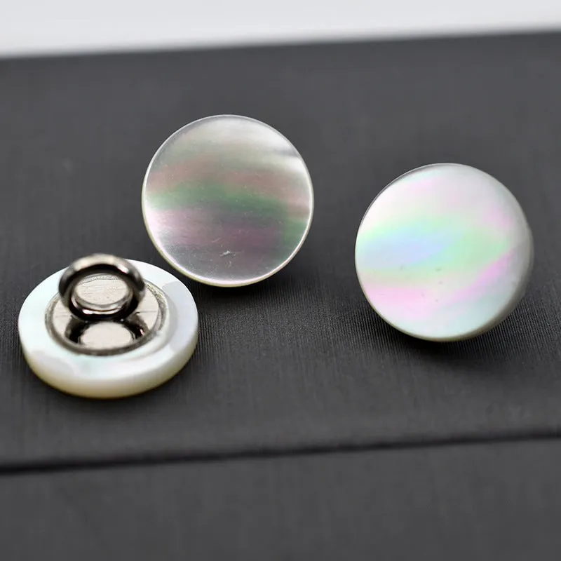 Natural Shell Round Buttons with Metal Shank for Sweaters Bags 90 Pack
