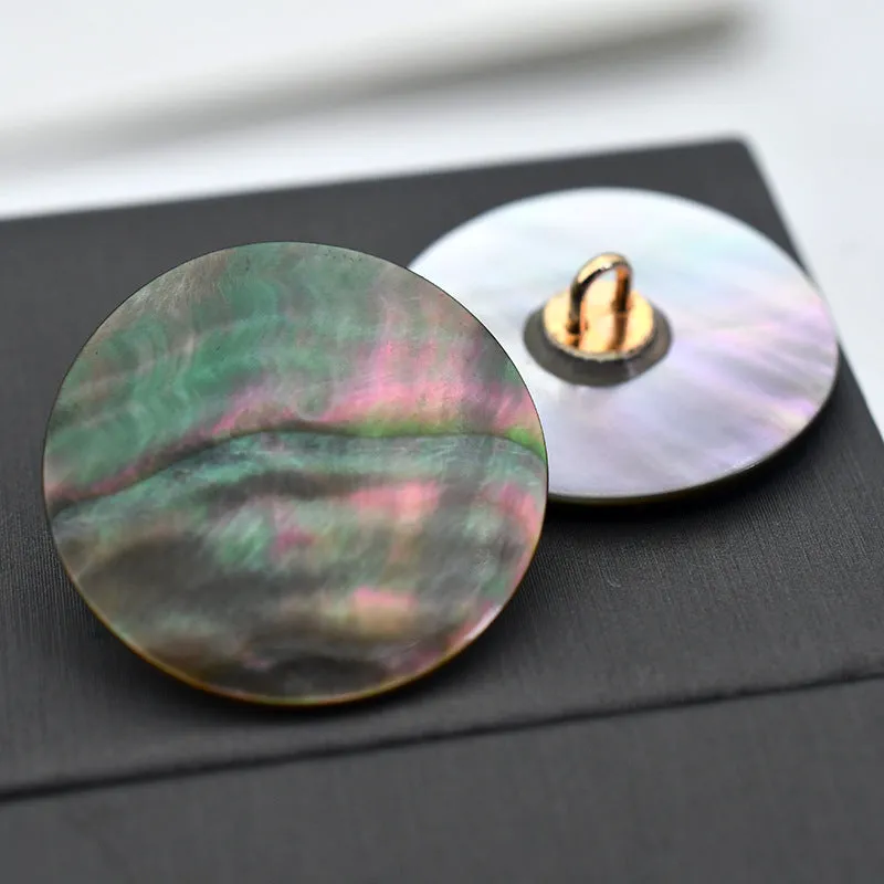 Natural Shell Round Buttons with Metal Shank for Sweaters Bags 90 Pack