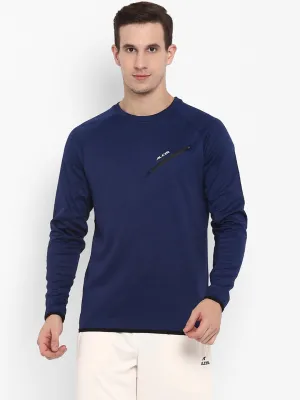 Navy Blue Self Design Sweatshirt