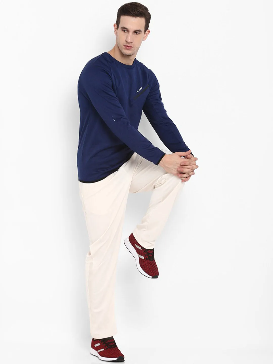 Navy Blue Self Design Sweatshirt