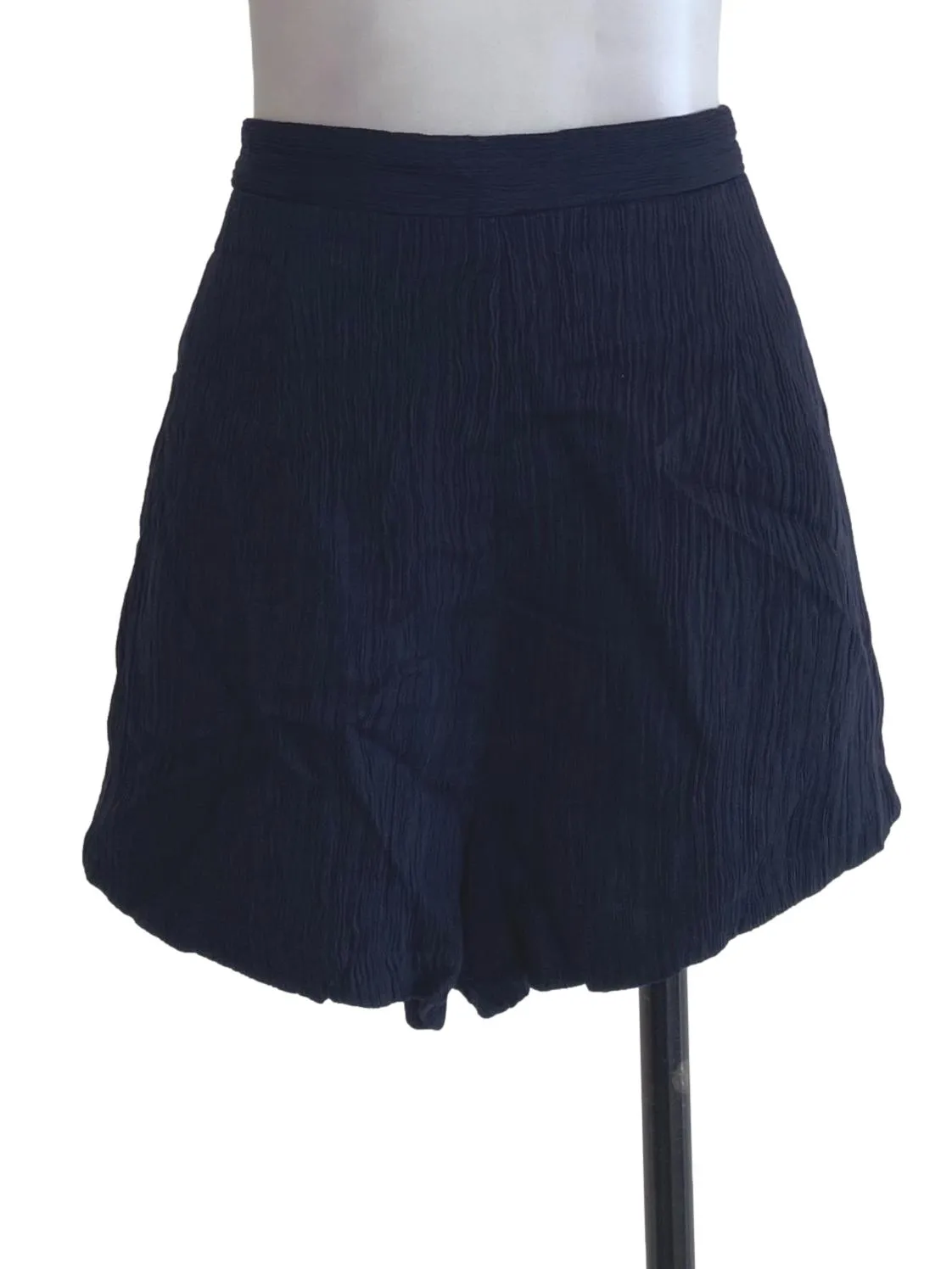 Navy Blue Textured Shorts